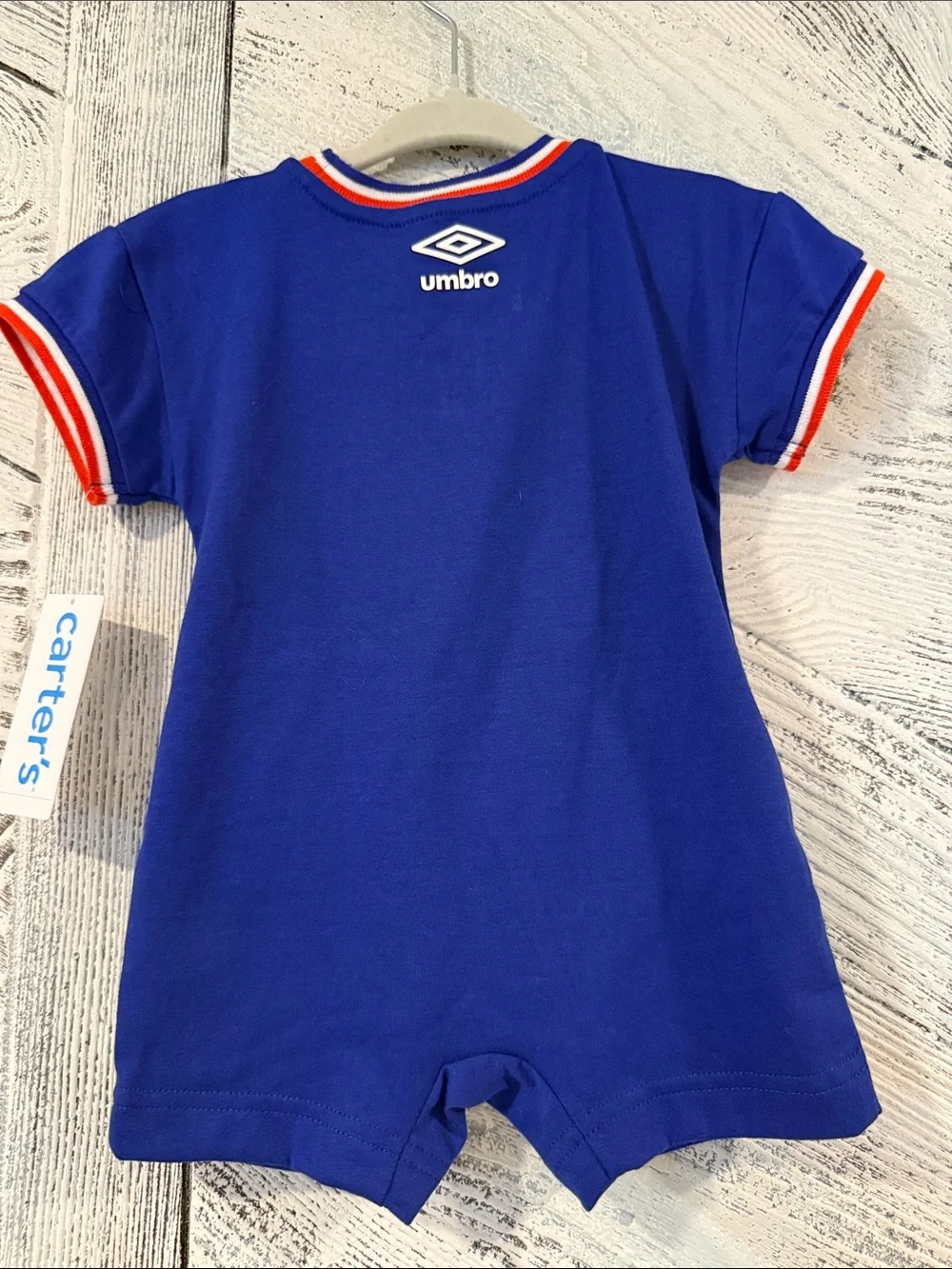 Umbro Carters France Royal Blue Baby One-Piece Romper with Red & White Trim